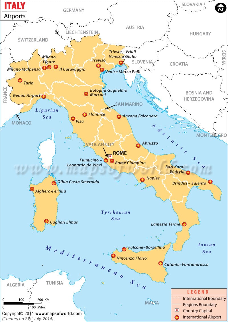 Airports in Italy, Italy Airports Map