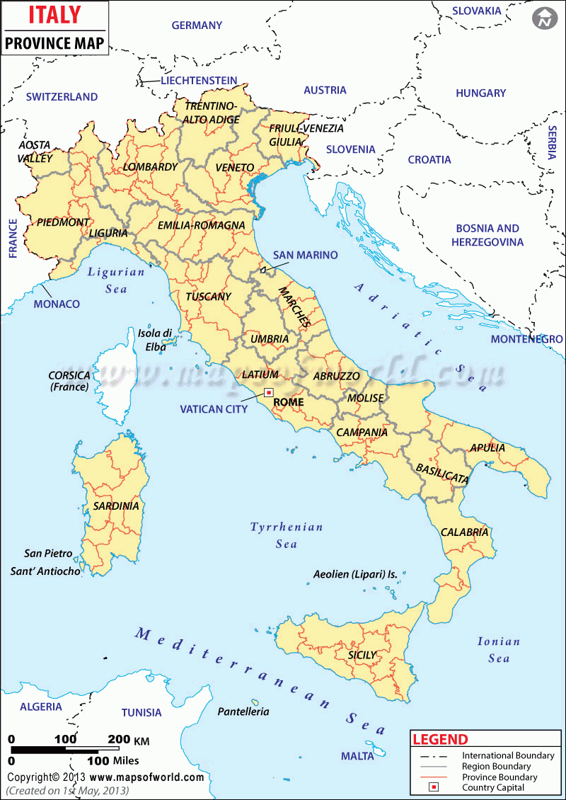 County map of italy