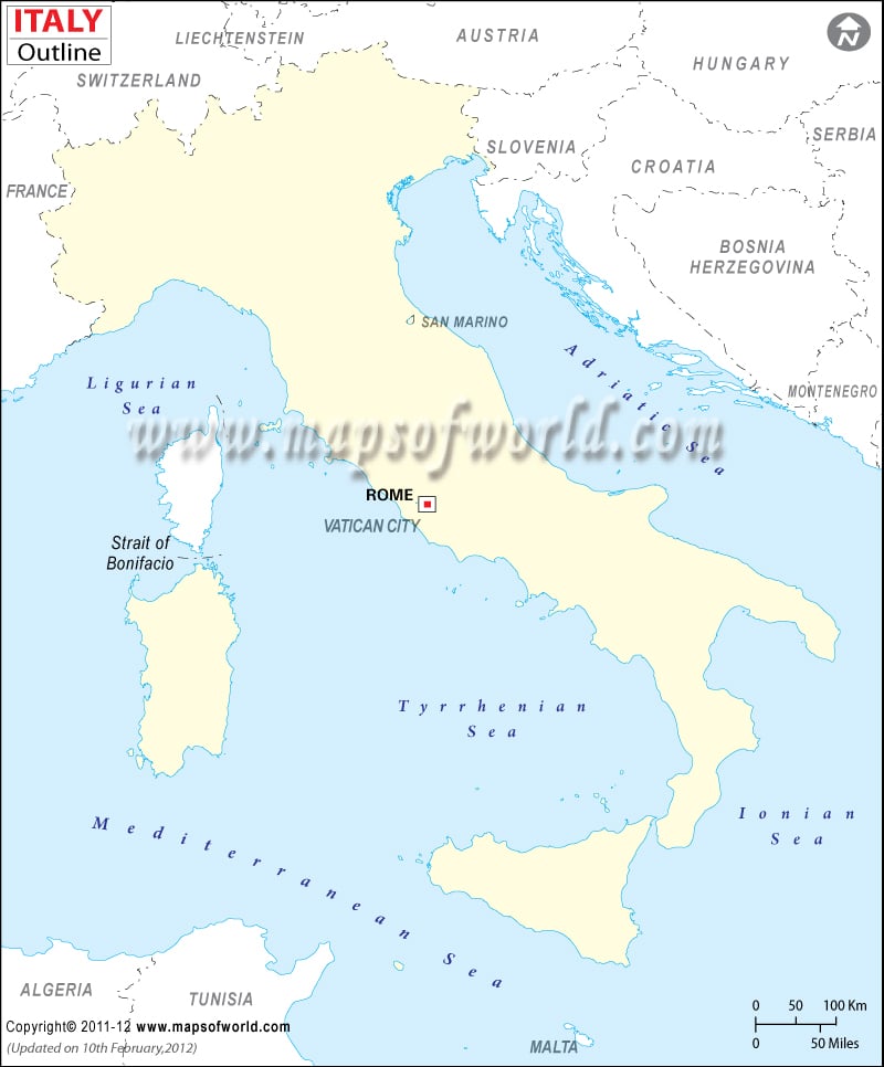 north korea map outline. Outline Map of Italy