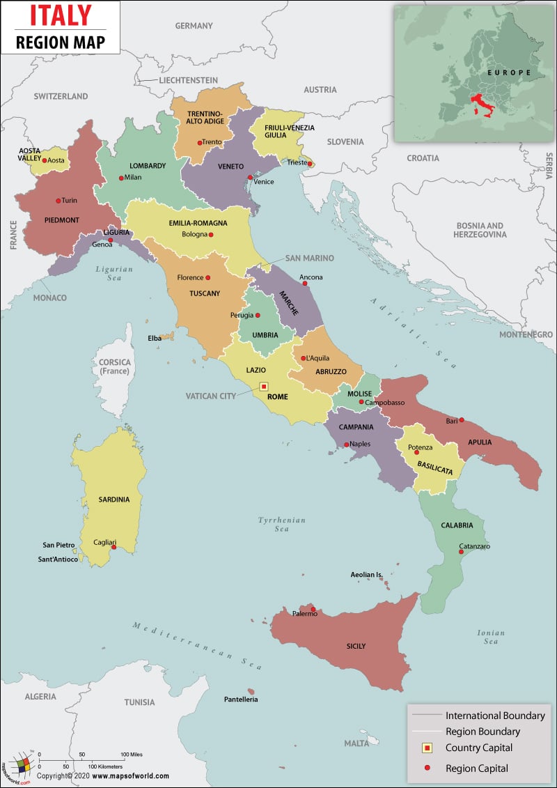 Regions of Italy, Map of Italy Regions, Regions in Italy