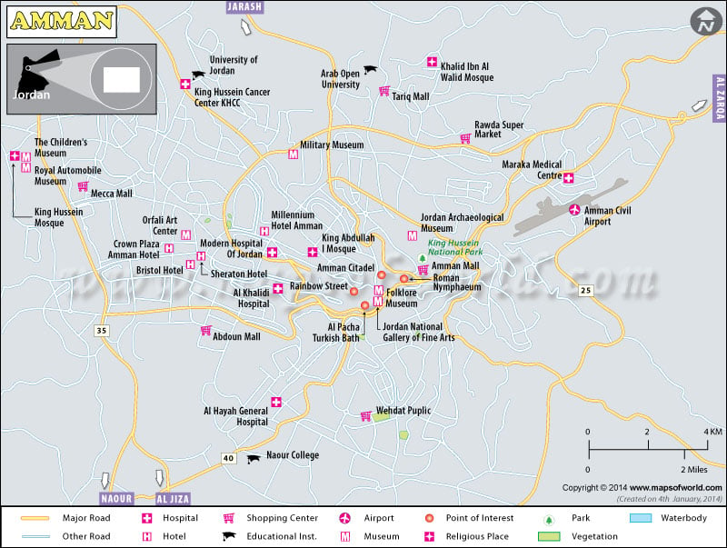 Amman Map | Map of Amman City, Jordan