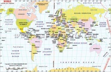 Map Of The World With Longitude And Latitude World Lat Long Map