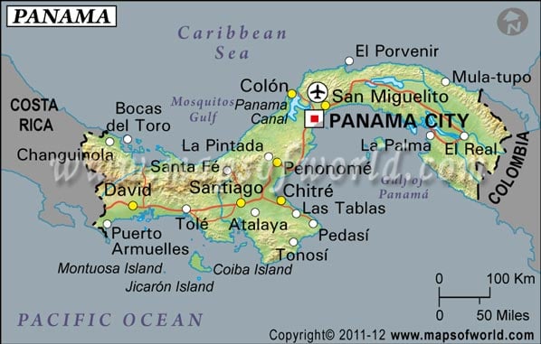 Panama Latitude and Longitude Map