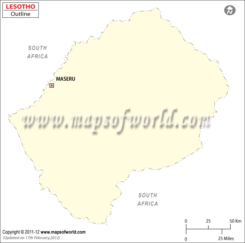 Political Map Of Africa Blank. Outline Map of Lesotho