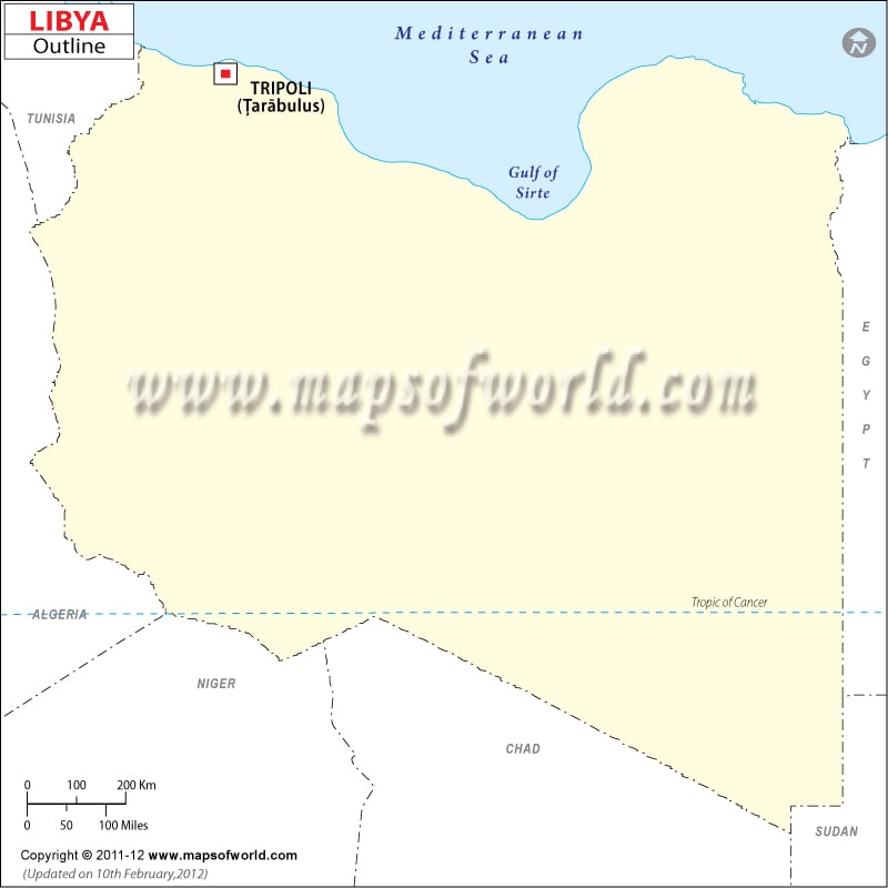 maps of libya. Outline Map of Libya