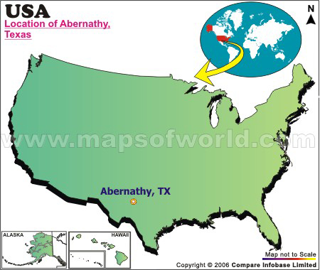 Location Map of Abernathy, USA