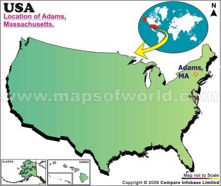 Location Map of Adams, Mass.,, USA