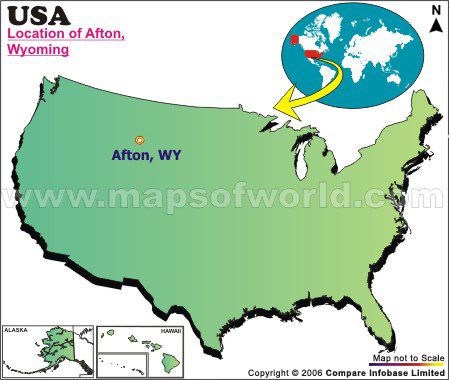 Location Map of Afton, Wyo.,, USA