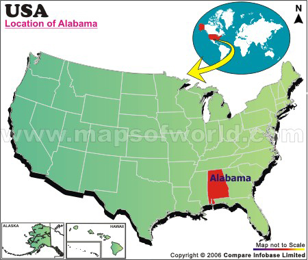 Location Map of Alabama, USA