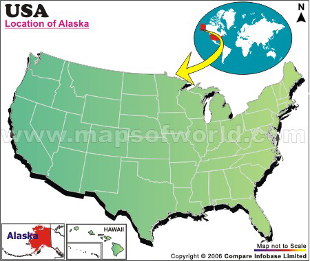 Location Map of Alaska, USA