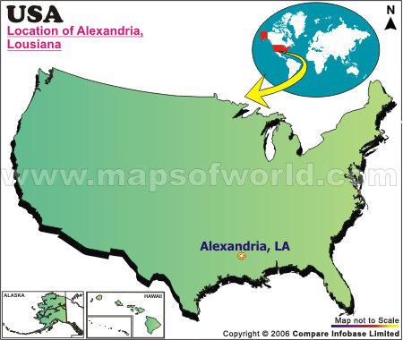 Location Map of Alexandria, La.,, USA