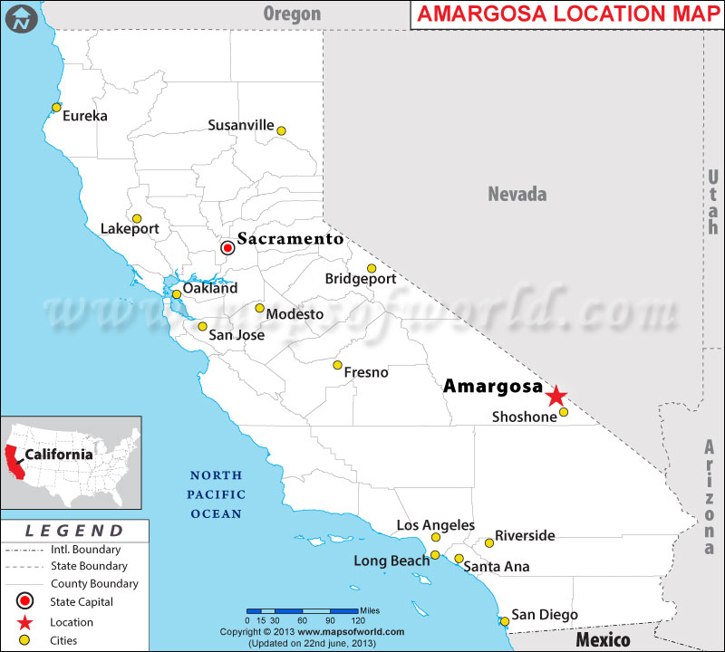 Location Map of Amargosa Range, USA