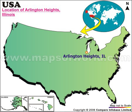 Location Map of Arlington Heights, USA