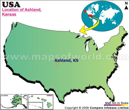 Location Map of Ashland, Kans.,, USA