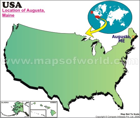 Location Map of Augusta, Maine, USA