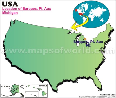 Location Map of Barques, Pt. Aux, USA