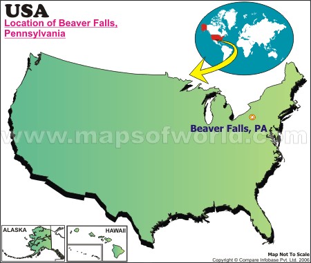 Location Map of Beaver Falls, USA