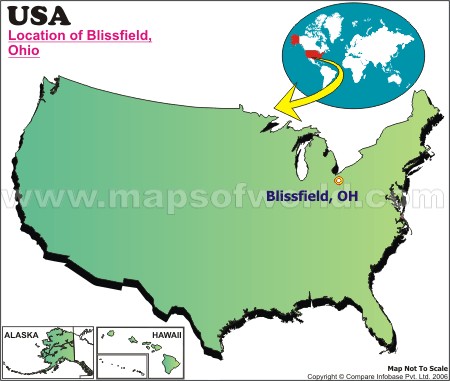 Location Map of Blissfield, USA