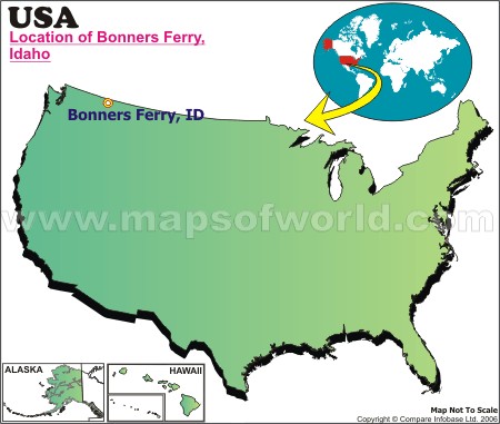 Location Map of Bonners Ferry, USA