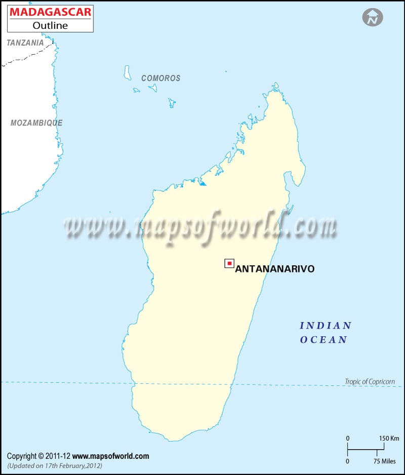 political maps of madagascar. Outline Map of Madagascar