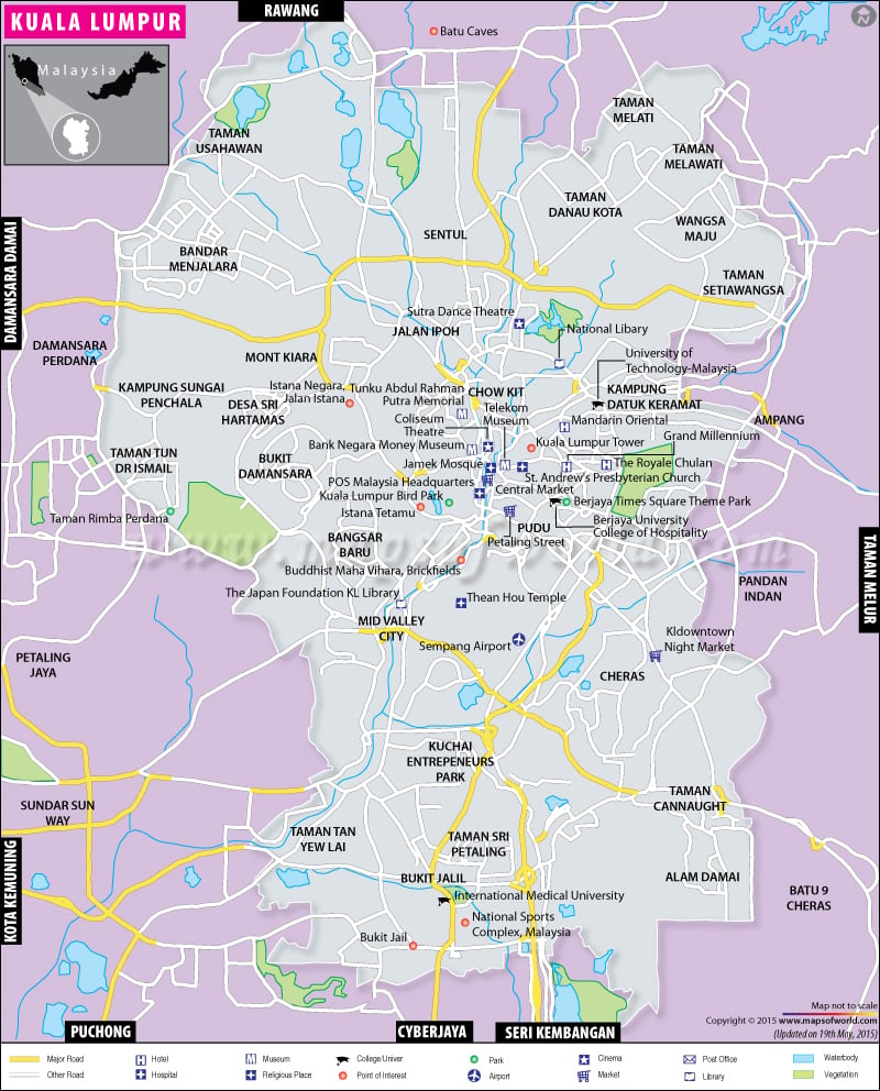 Kuala Lumpur Map | Map of Kuala Lumpur City, Malaysia