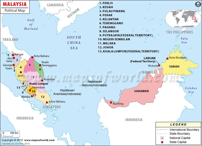 Carte des Malaisie