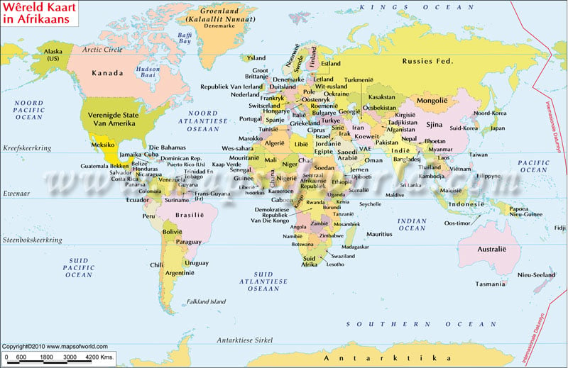 world map. Afrikaans World Map