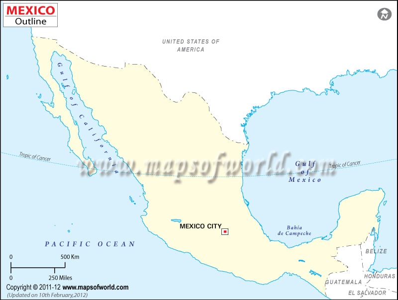 map of usa and mexico. Mexico Outline Map