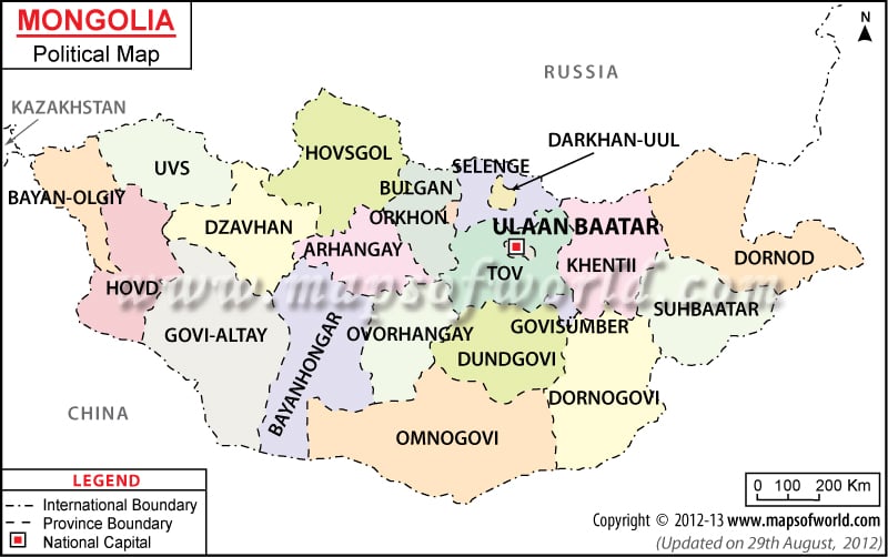 Carte des Mongolie