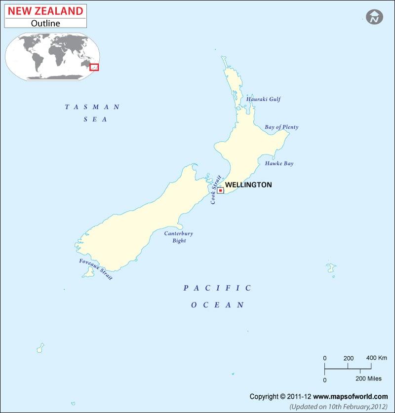 blank map of australia with new zealand. Outline Blank Map of New