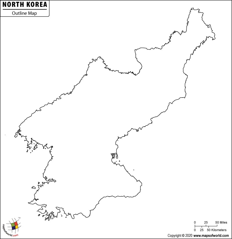 North Korea. Outline Map of North Korea