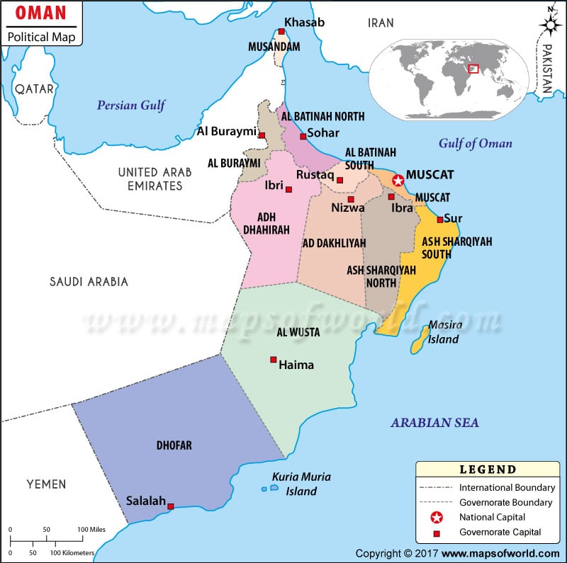 La carte d'Oman