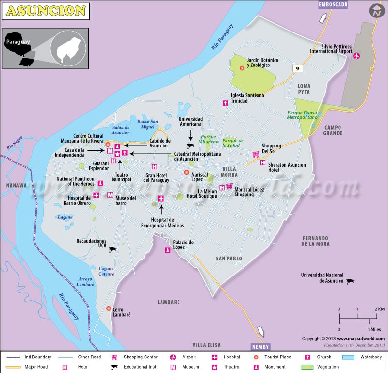 Asuncion Map | Map of Asuncion City, Paraguay
