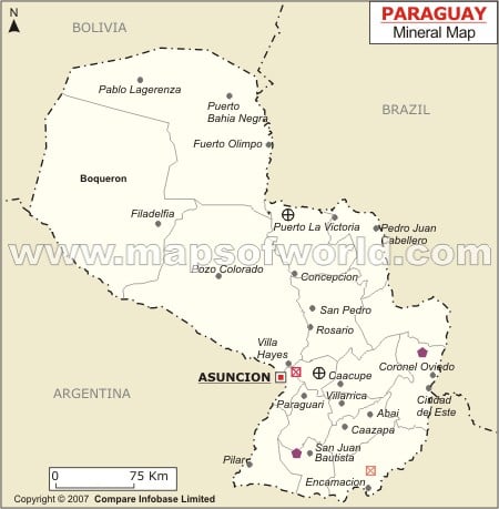 geographic map of paraguay. Paraguay Mineral Map