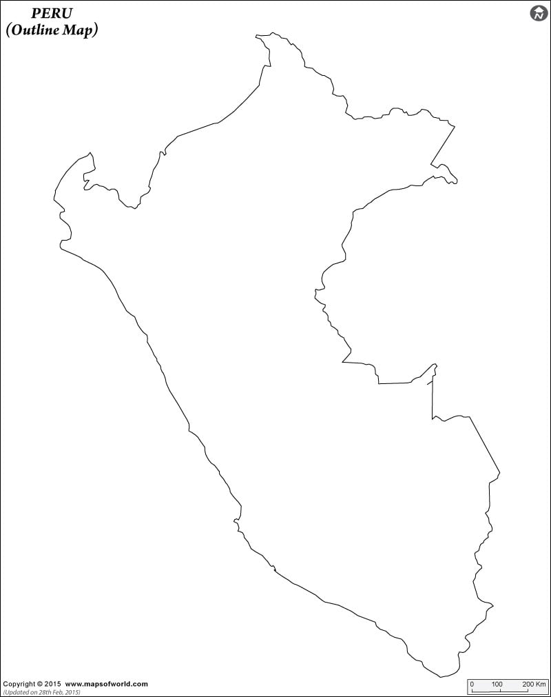blank map of canada. Outline Map of Peru