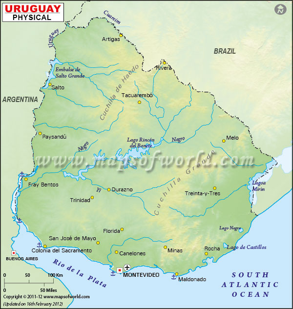 uruguay on map