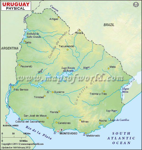 Uruguay Physical Map