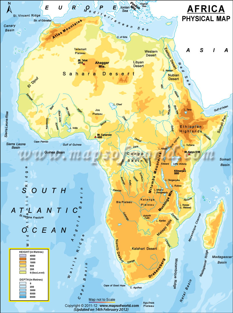 physiographic map of china. Physical Map of Africa