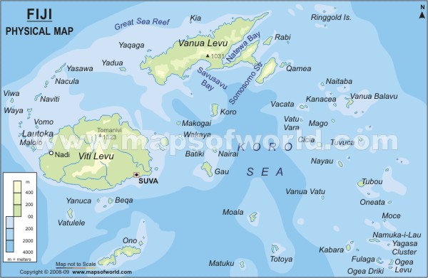 Fiji Physical Map