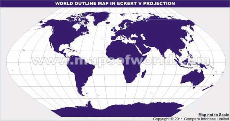 World Map Blank Outline. World Blank Map in Eckert V