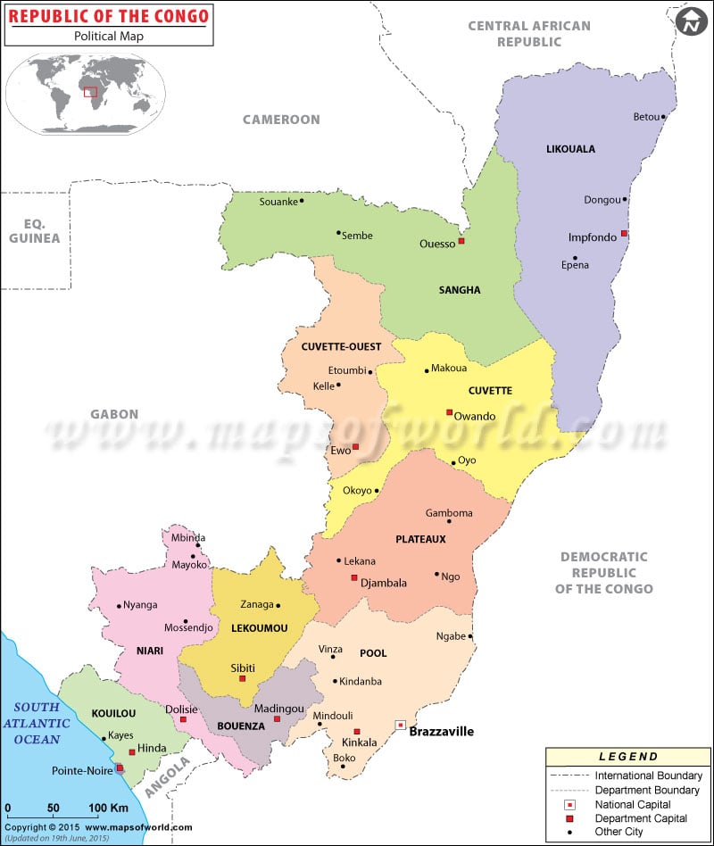 Political Map of Republic of the  Congo