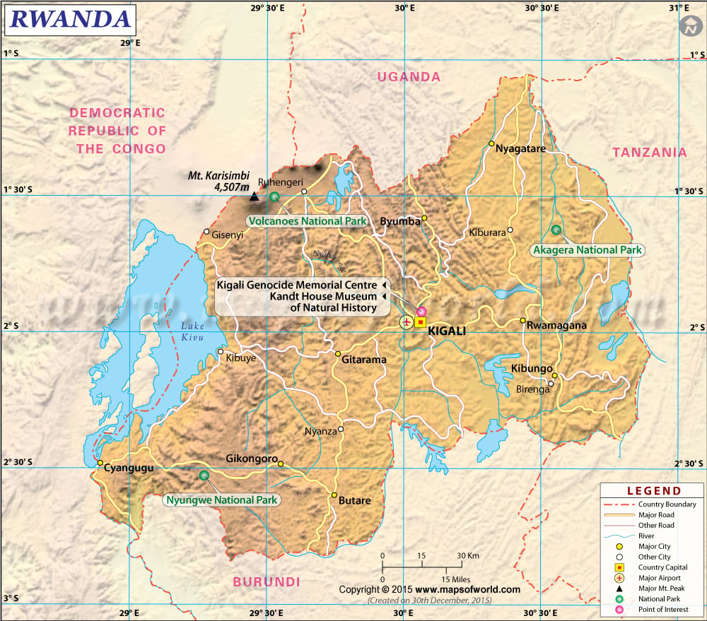 Rwanda Map, Map of Rwanda