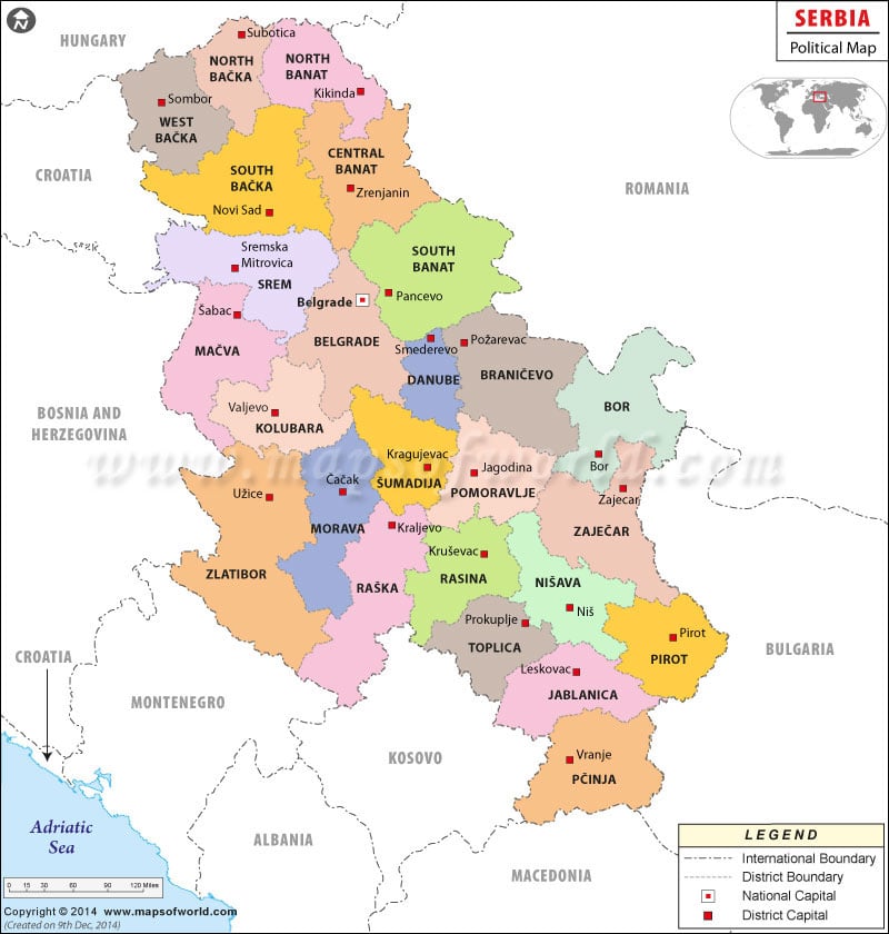 political map of romania. Serbia Political Map
