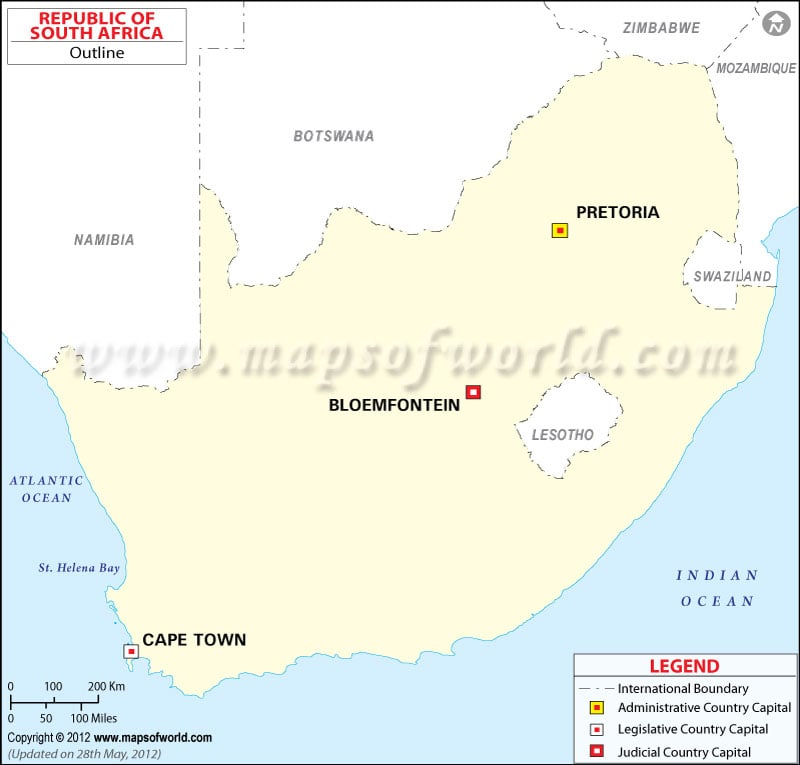 South Africa Outline Map 2011