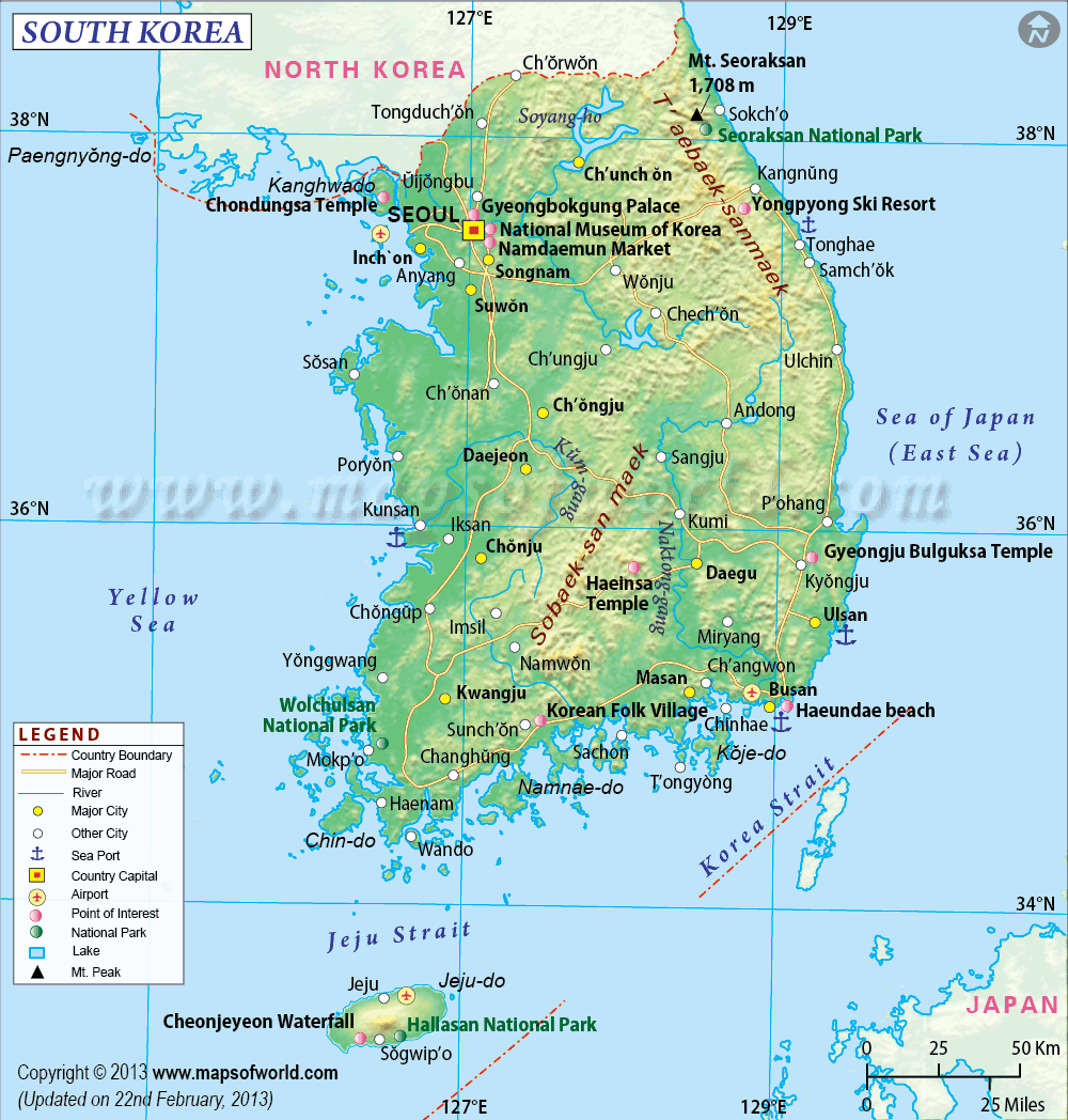South Korea Map, Map of South Korea