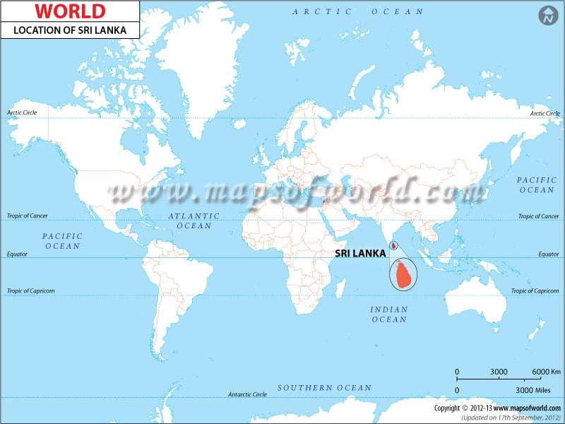 World Map Sri Lanka