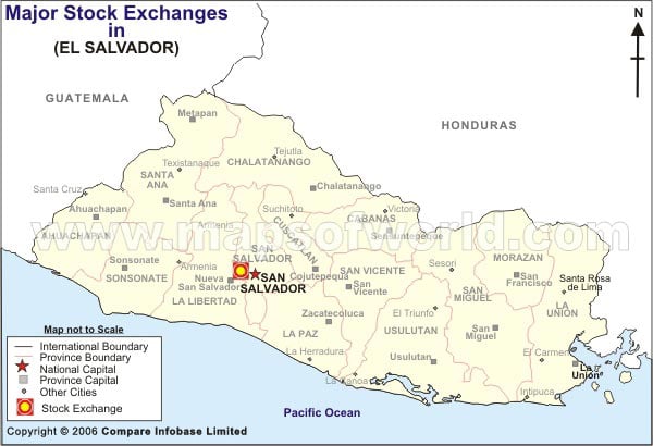 a map of el salvador. El Salvador Stock Exchange