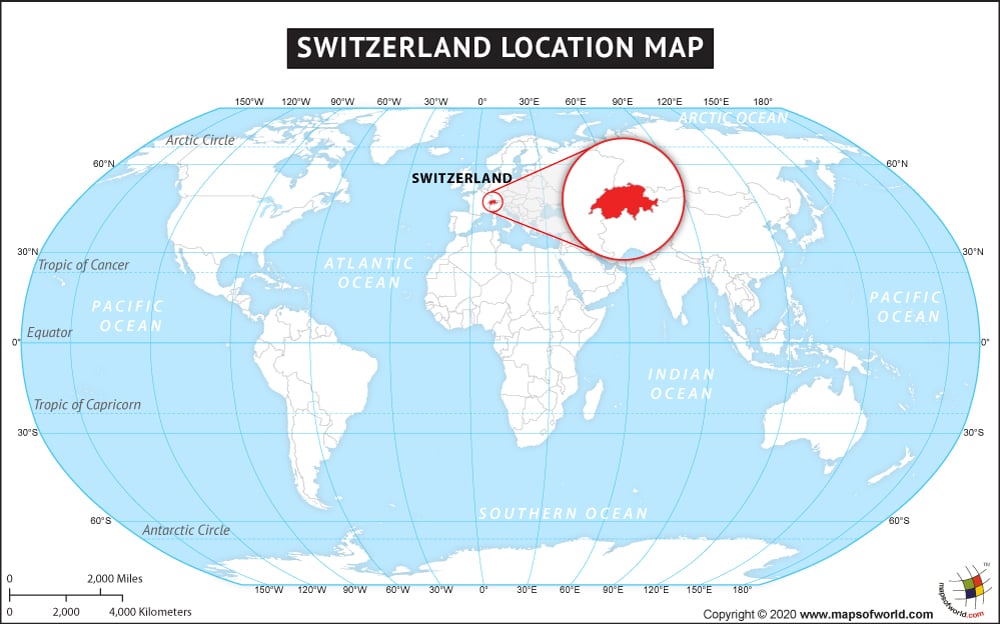 Where is Switzerland Located? Location map of Switzerland
