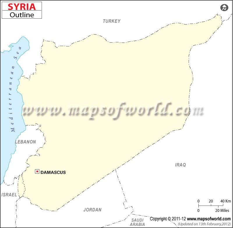 maps of syria. Outline Map of Syria