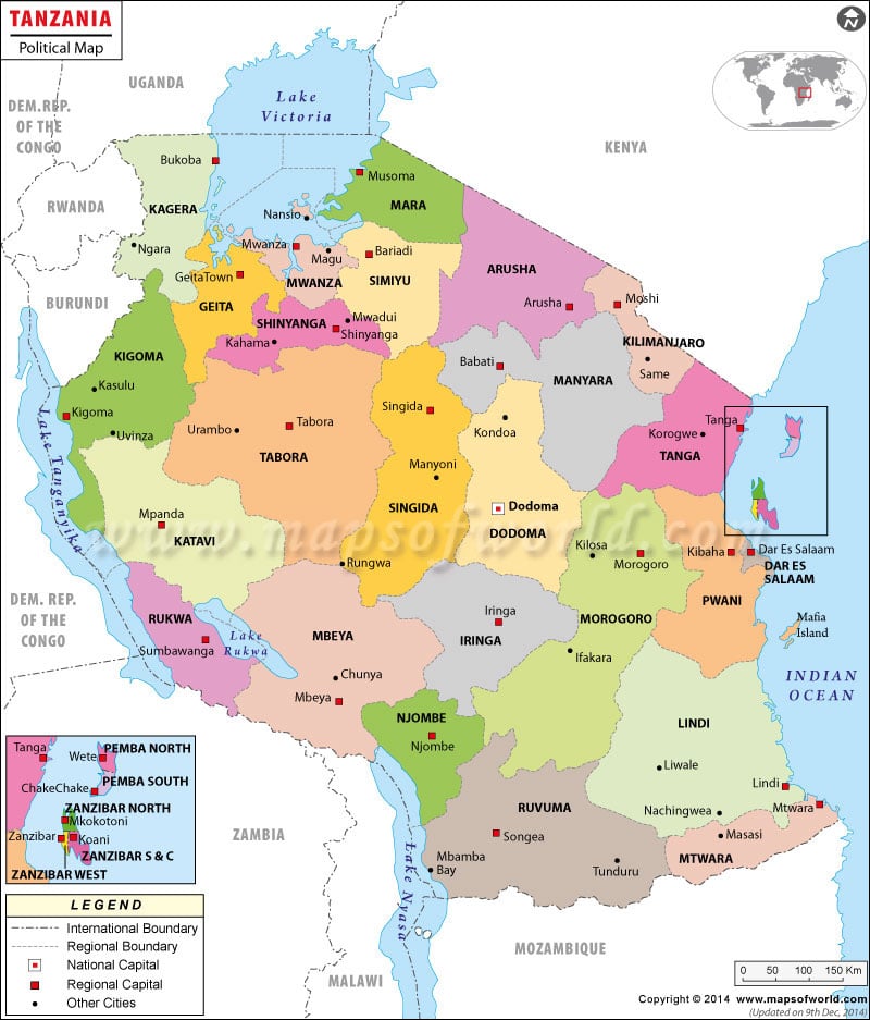 map of tanzania. Tanzania Map